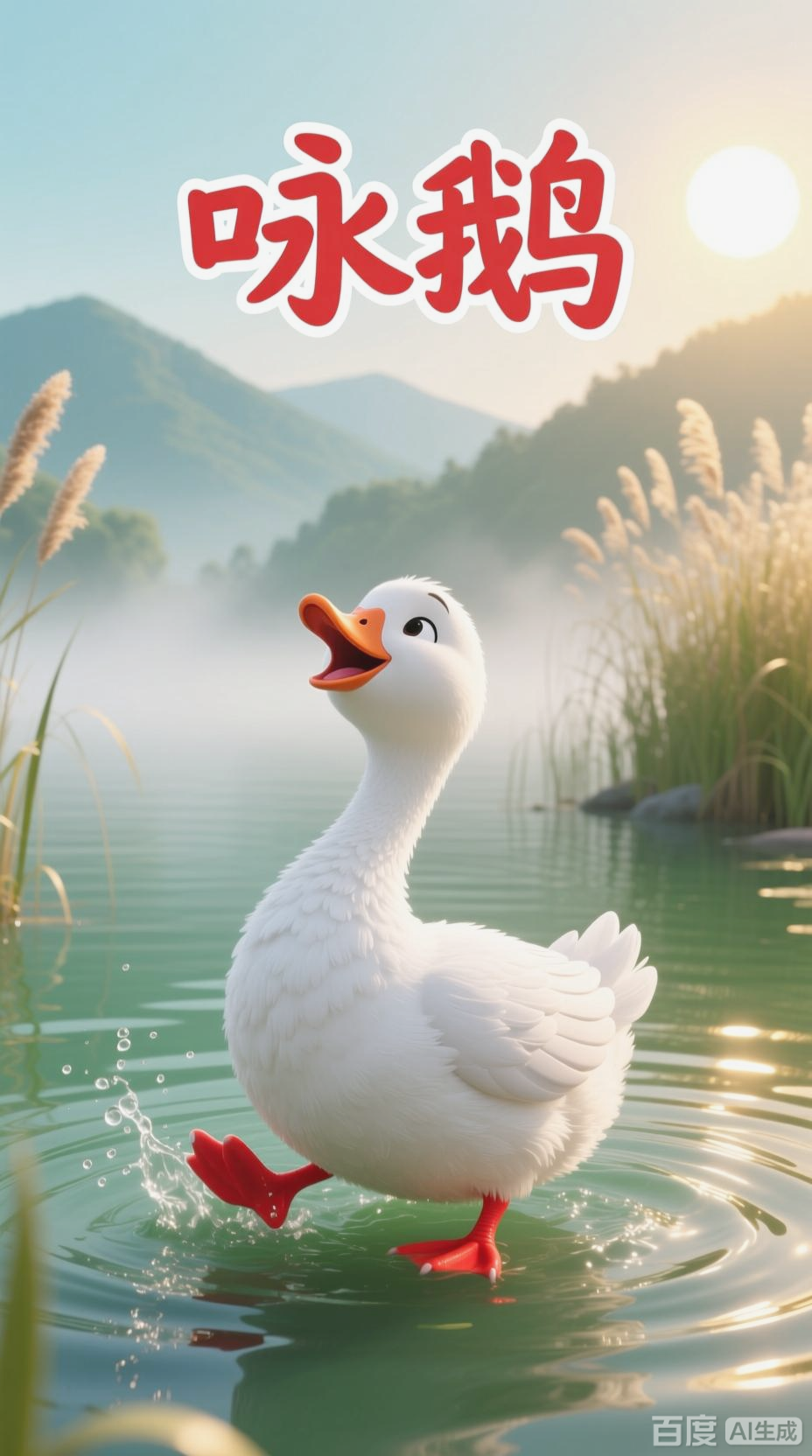 咏鹅古诗的3D卡通之旅