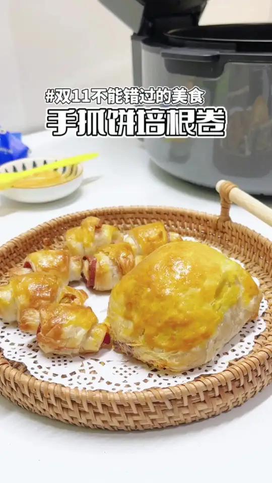 手抓饼新吃法来喽!层层起酥,后悔做少了?手抓饼手抓饼做法空气炸锅美食秋膘