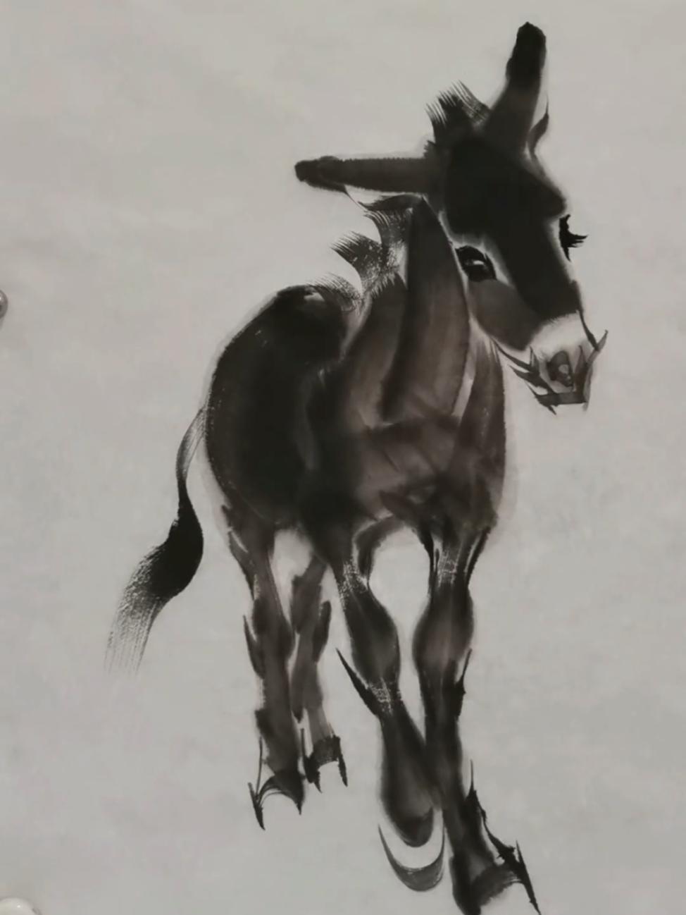 原创手绘 画家李毅 毛驴