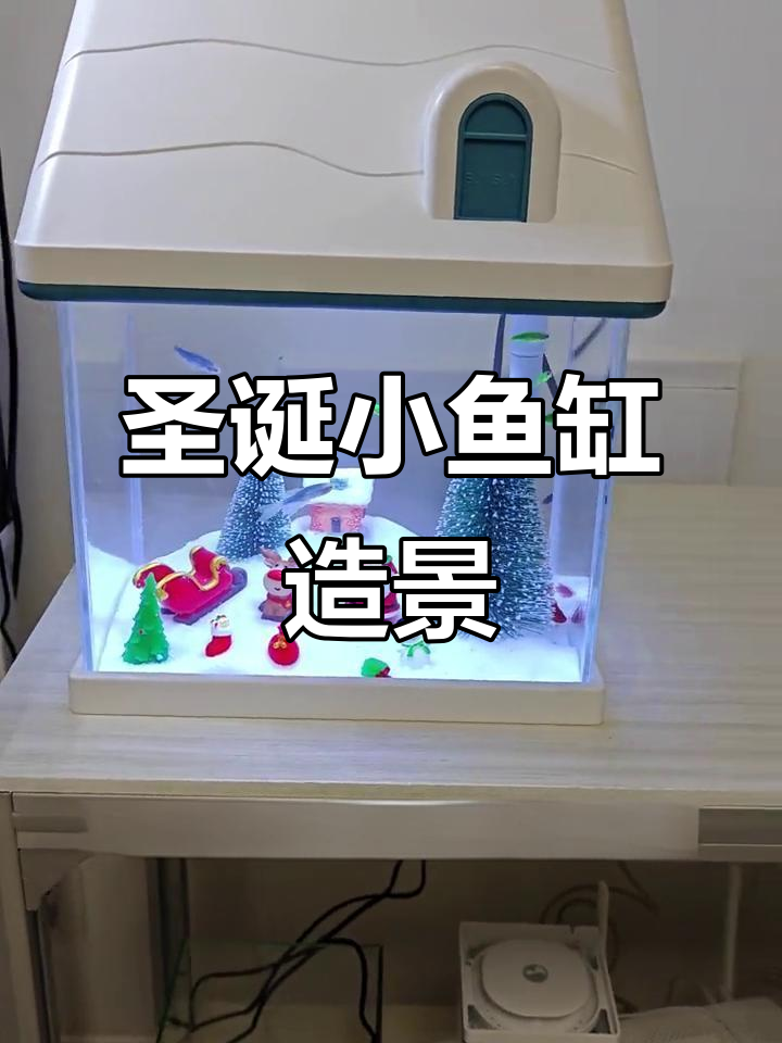 圣诞主题鱼缸造景,送孩子或女友超赞礼物
