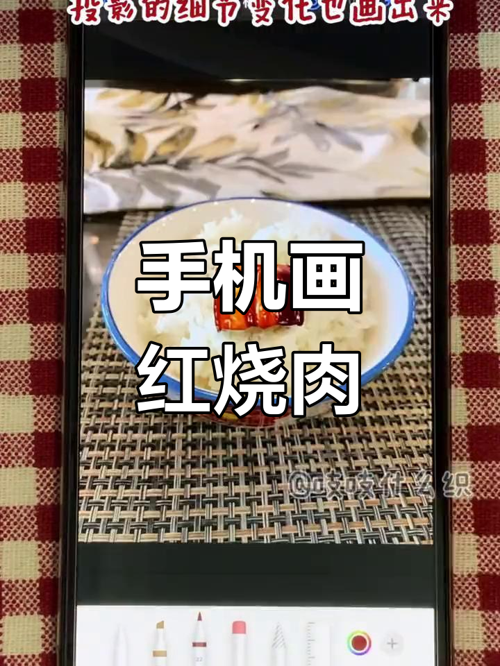 用手机涂鸦让红烧肉看起来更诱人,米饭也能变丰盛