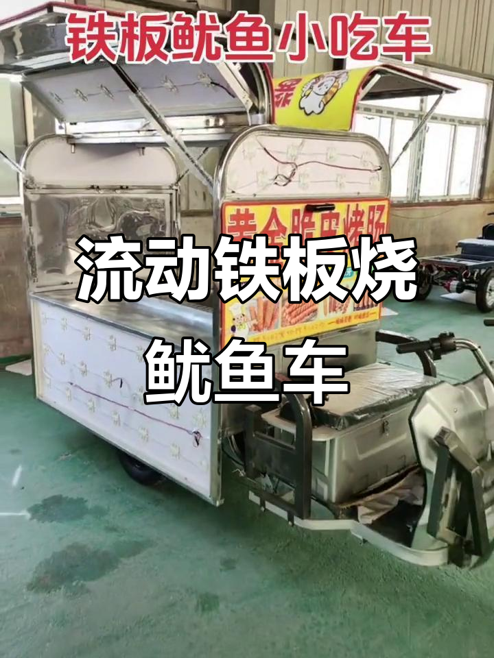 铁板鱿鱼小吃车：电三轮一体设计，轻松移动操作台与炉具