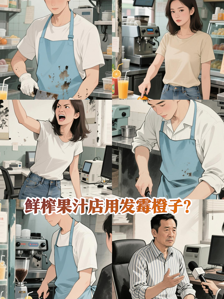 鲜榨果汁的橙子是坏的?网友曝光奶茶店员工将发霉橘子切块售卖