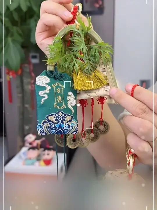 端午节艾草入户大门把手扫帚挂件装饰