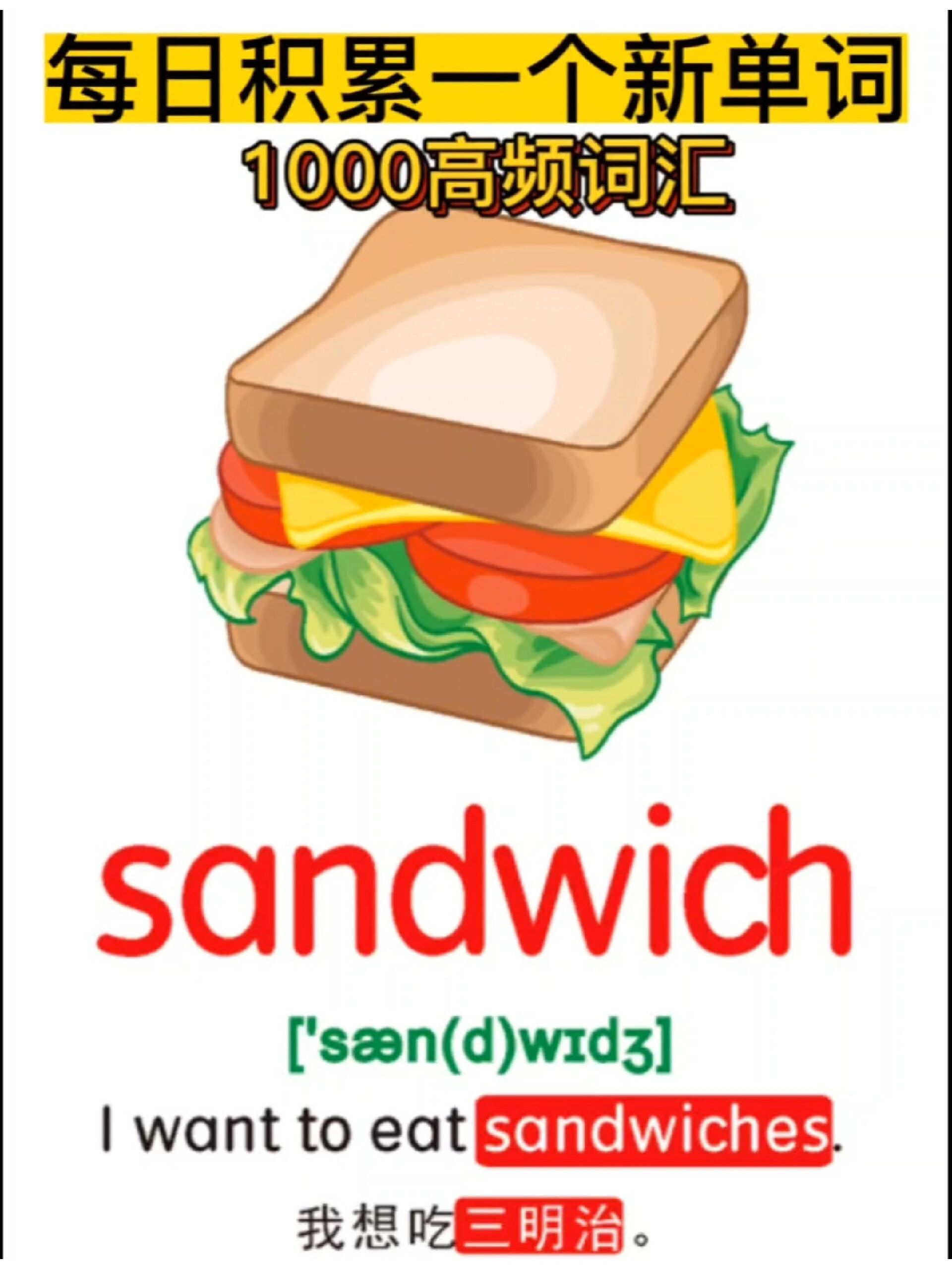 每日一词sandwich三明治|英语启蒙高频词