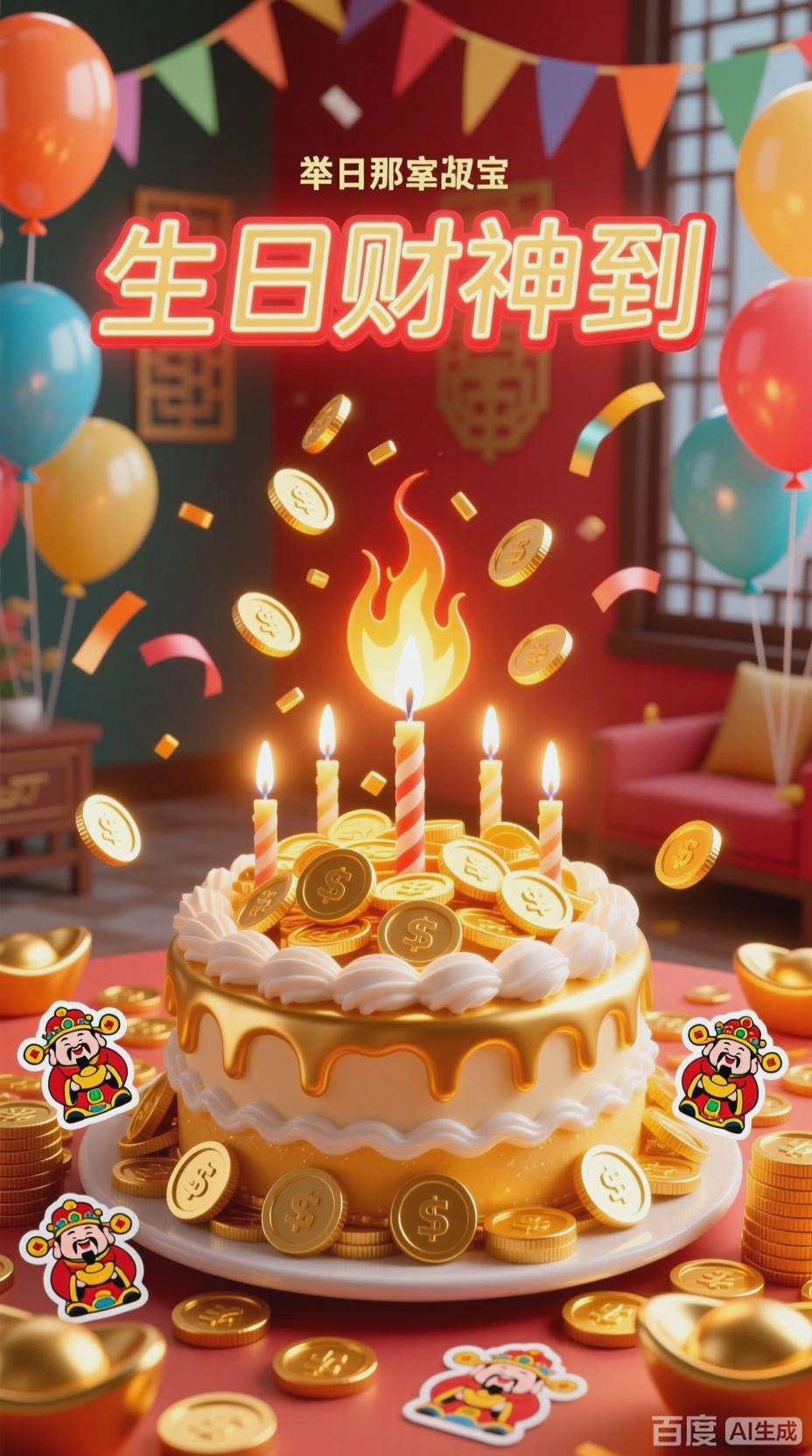 生日快乐，财源滚滚来