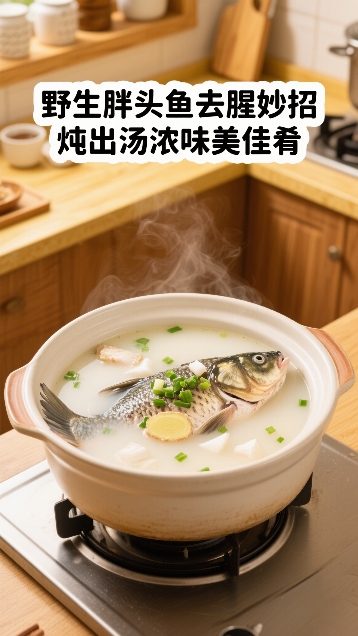野生胖头鱼去腥妙招，炖出汤浓味美佳肴