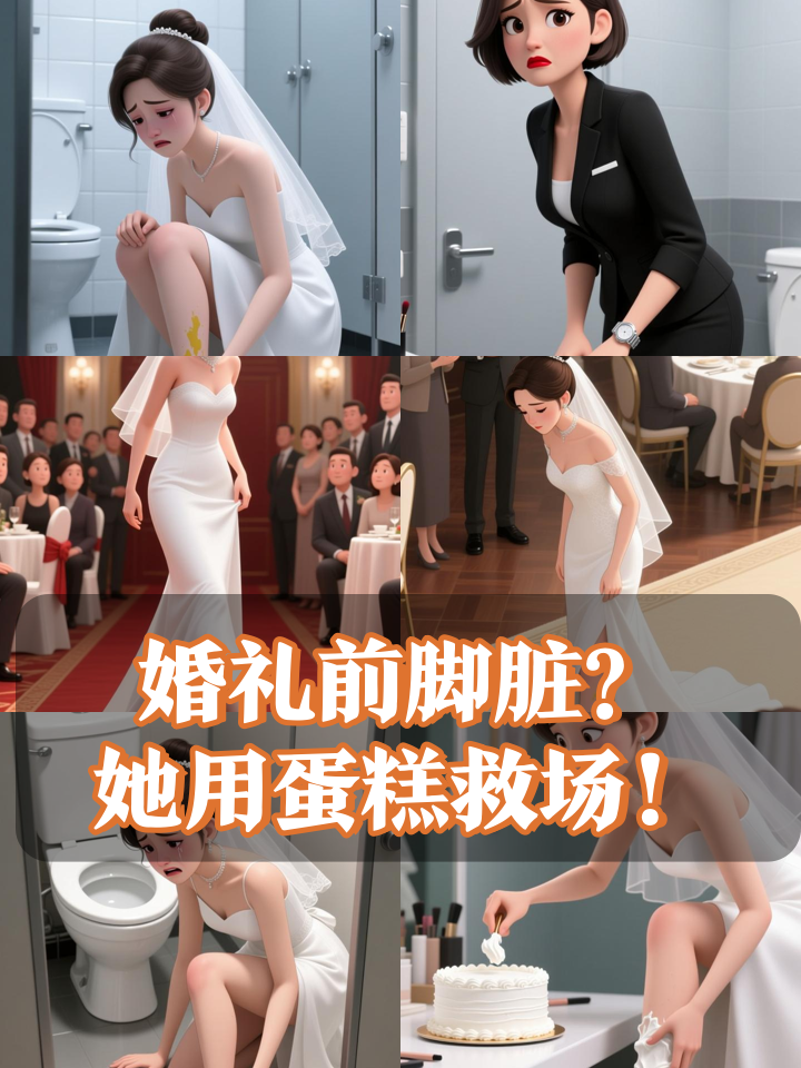 婚礼前脚被尿溅脏，她竟用蛋糕和香槟救场！