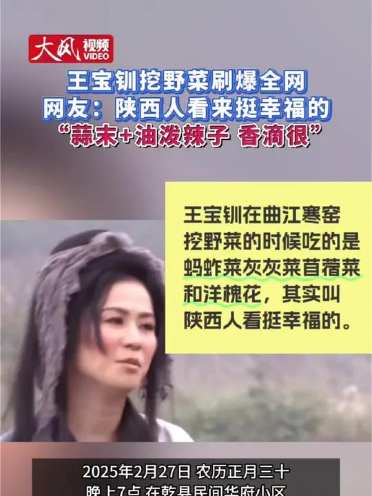 「陕西人看王宝钏挖野菜挺幸福“蒜末+油泼辣子 香滴很”」