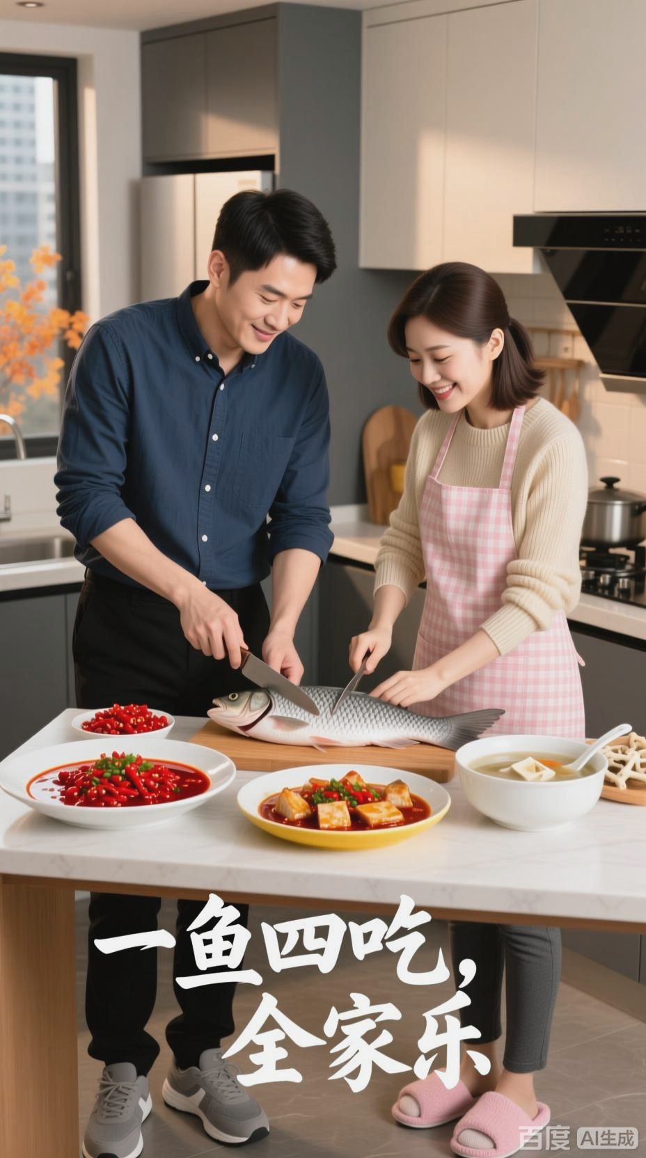 家人合作，全鱼宴四菜一汤