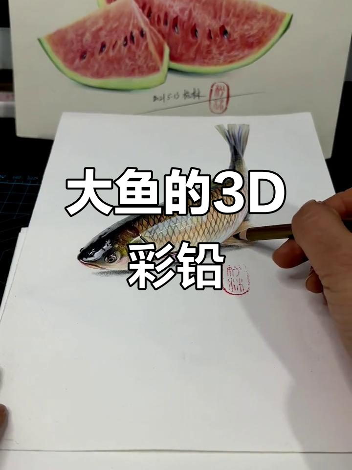 画了一条超大的鱼，立体感十足！