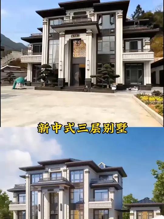 晒晒老家的三层自建房，正流行的新中式别墅，完美还原效果图了 #乡村自建房 #农村自建别墅 