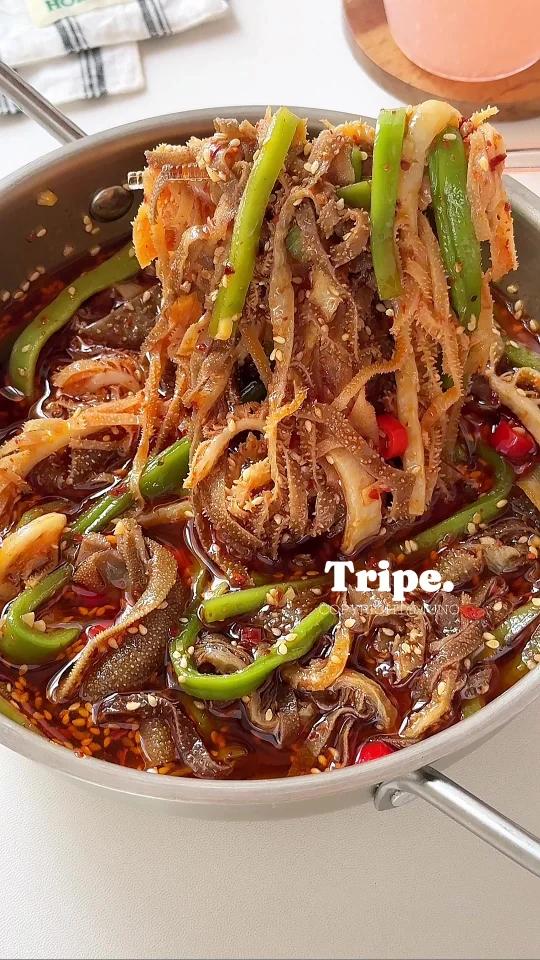 贡菜拌毛肚一口get双倍快乐!酸辣脆爽巨香