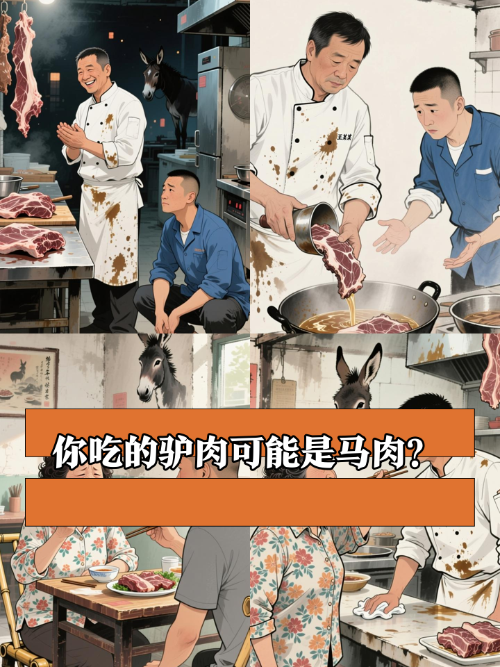 你吃的驴肉可能是马肉!30一斤的马肉做熟当120一斤的驴头卖