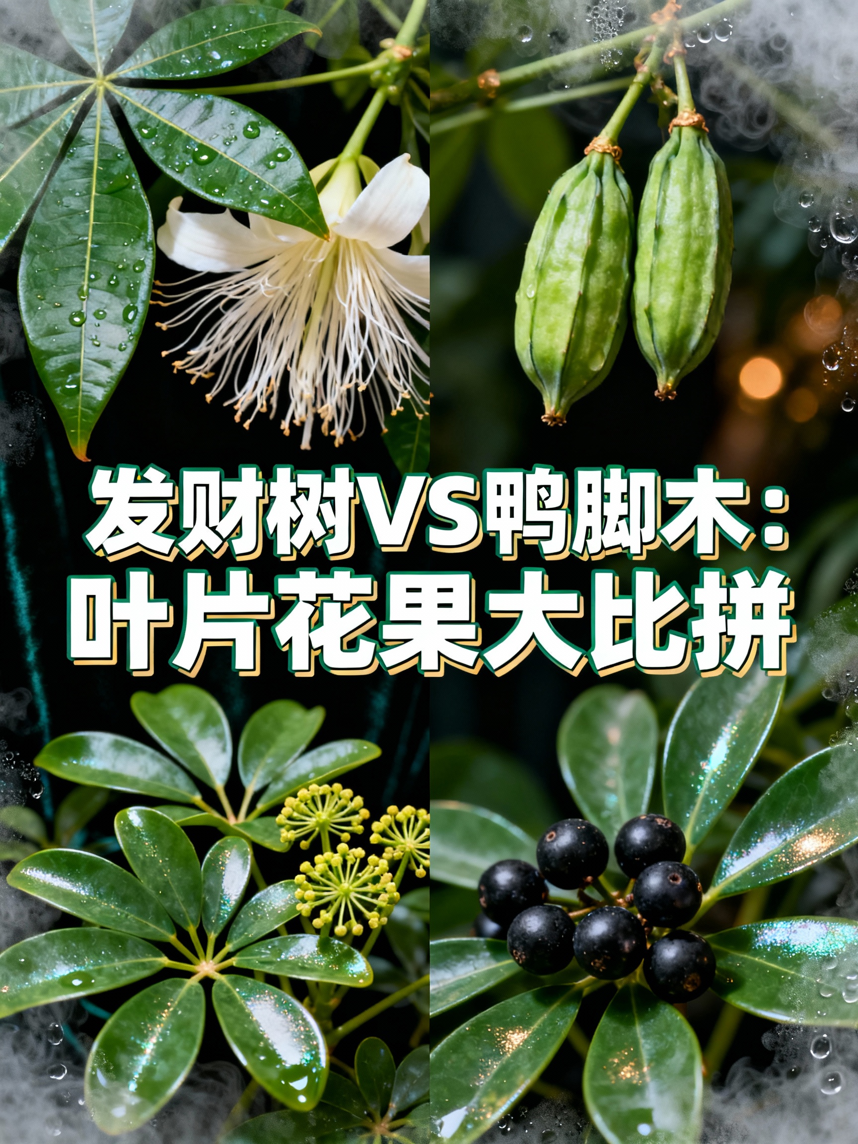 发财树VS鸭脚木：叶片花果大比拼