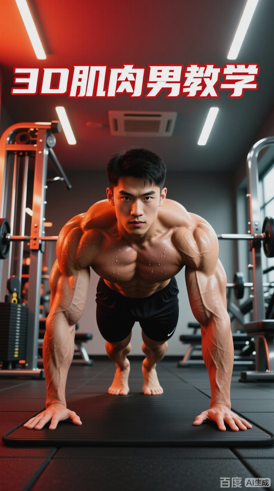 肌肉男的健身运动展示