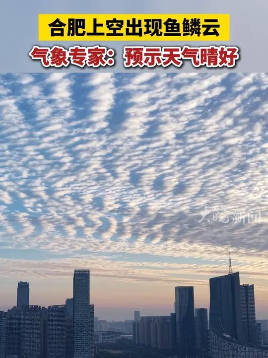   大皖新闻讯 今日下午4点左右，合肥上空出现鱼鳞云。安徽省气象台专家告诉大皖新闻记者，鱼