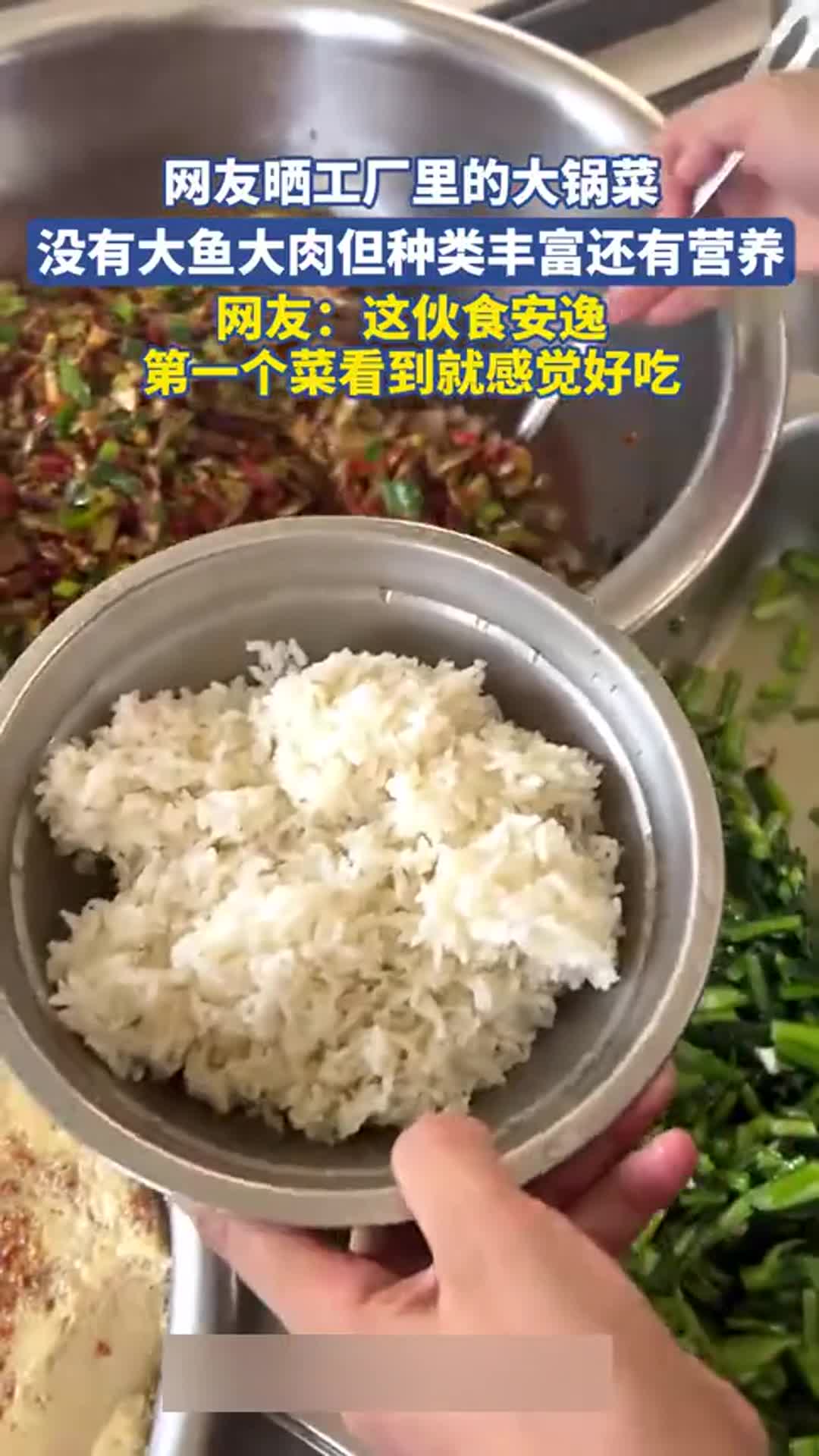 网友晒工厂里的大锅菜