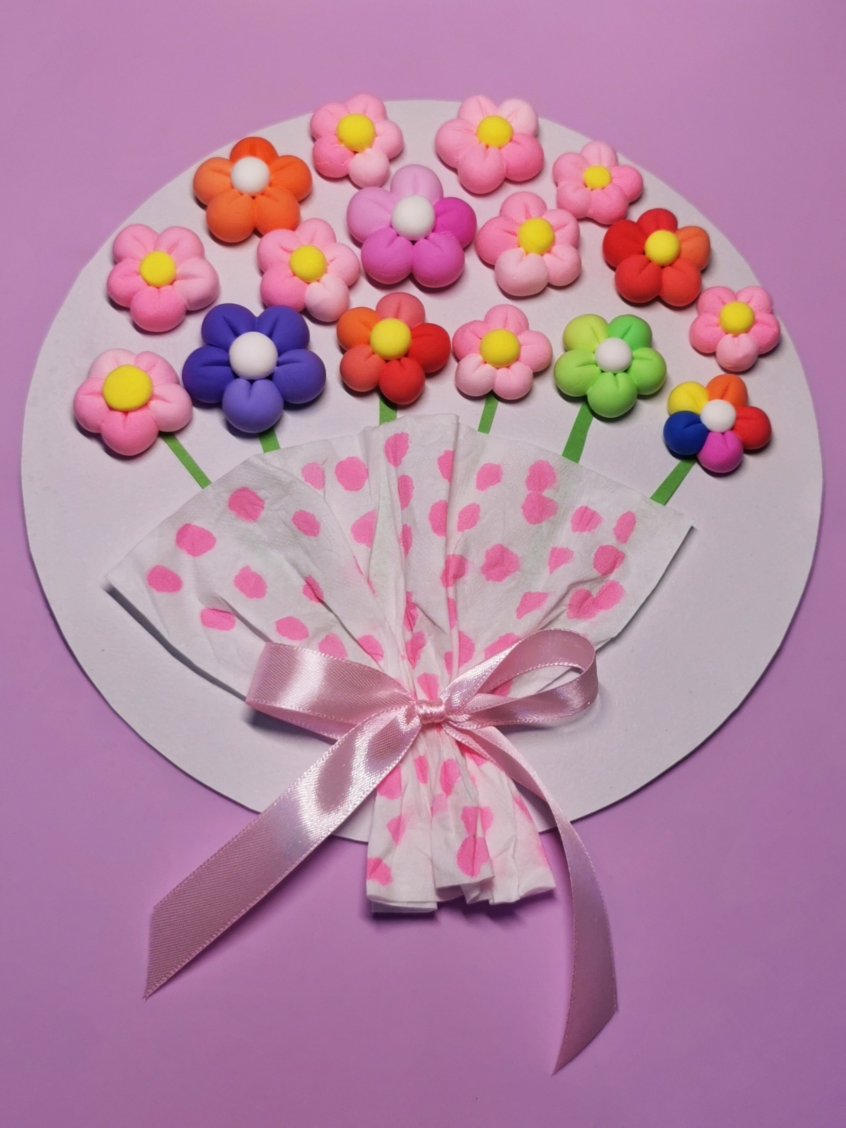 超轻粘土渐变色糖果花束创意DIY