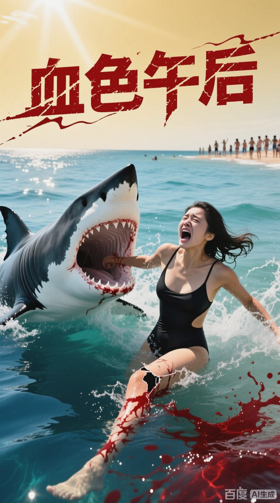 深海惊魂：黑丝美女与鲨鱼的较量