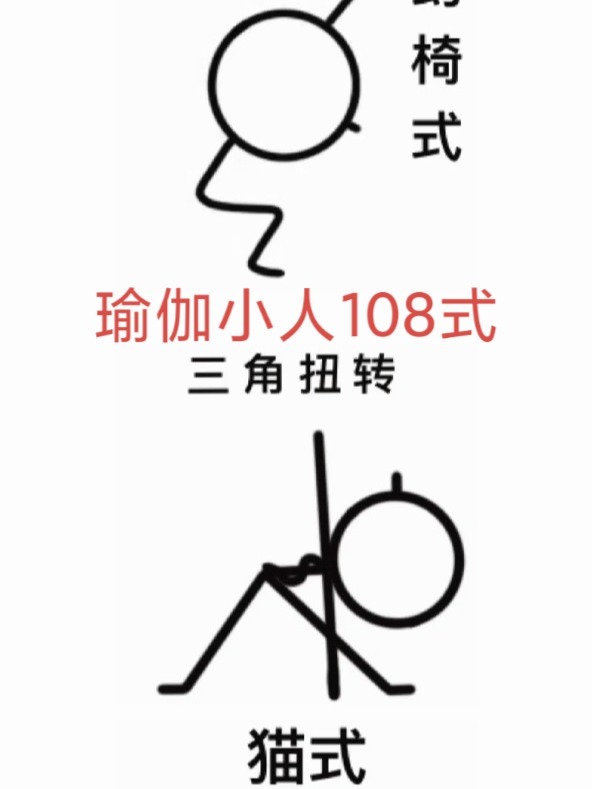 瑜伽小人108式动态表情包上架了,可爱吧