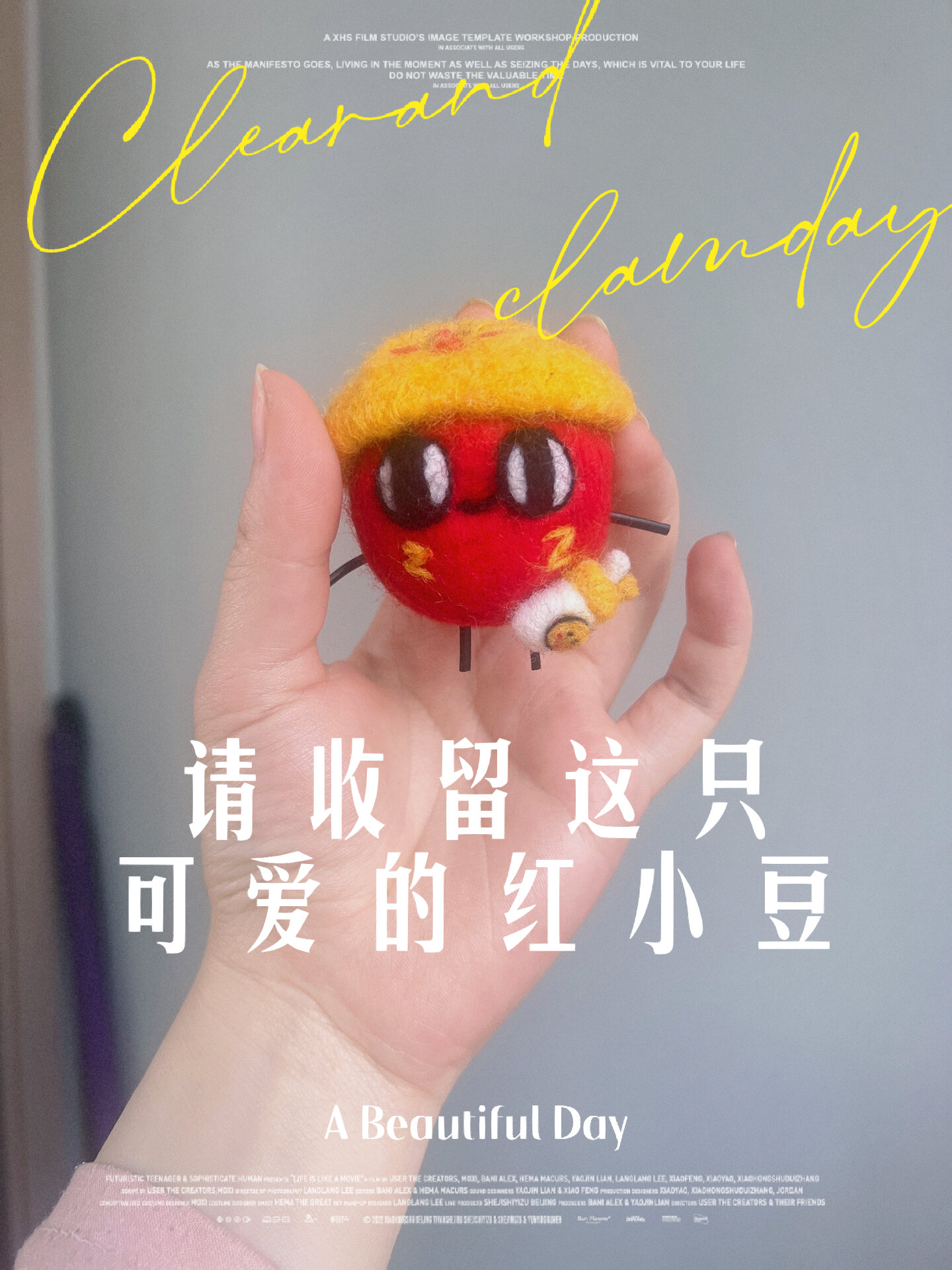 蛋仔派对羊毛毡定制|戴小黄鸭帽子的红小豆