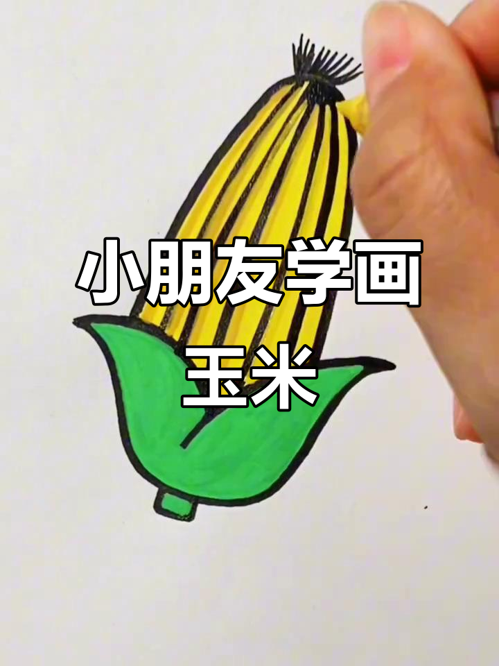 玉米简笔画，亲子一起动手画！