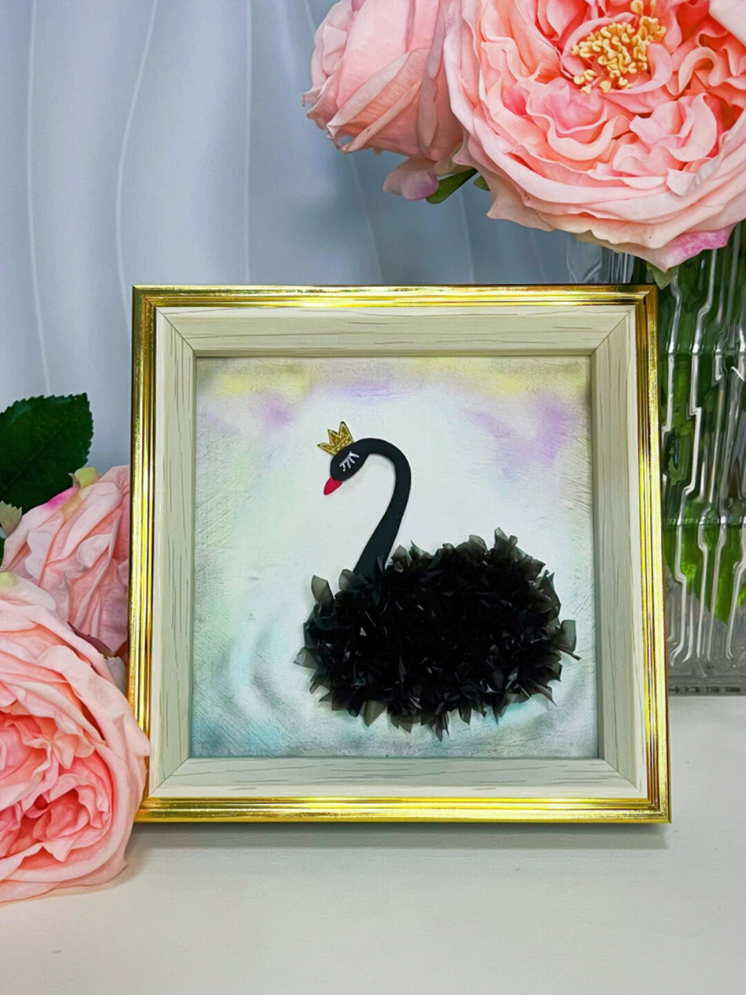 粘土垃圾袋黑天鹅相框画