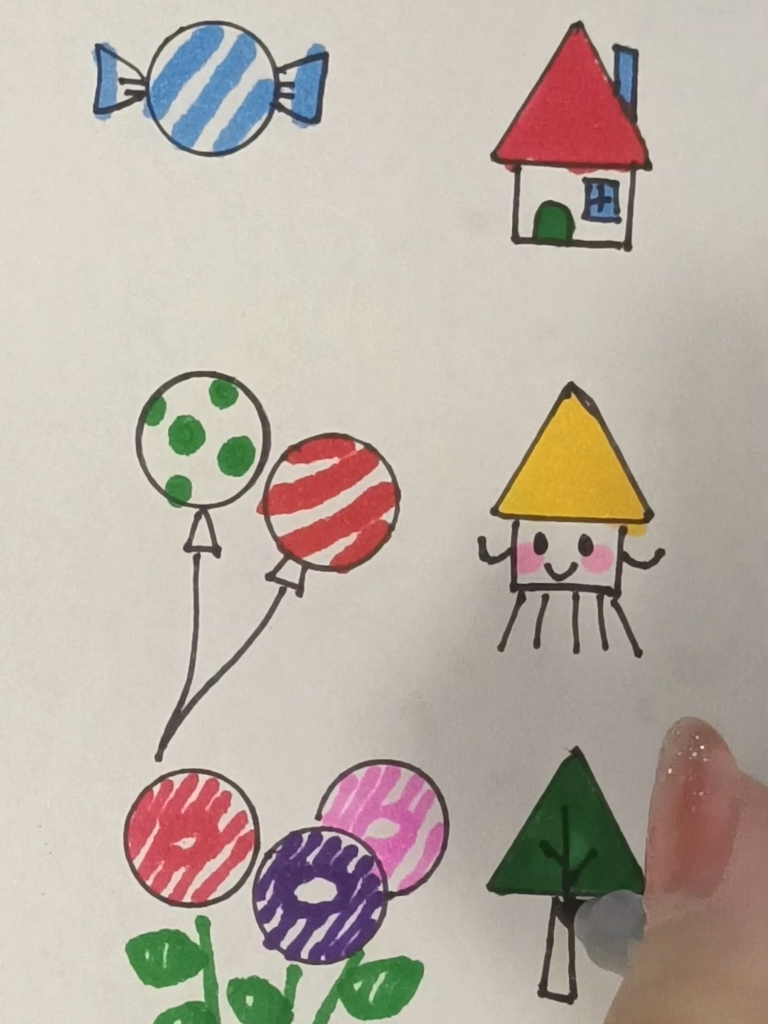 用圆形和三角形画一些简笔画