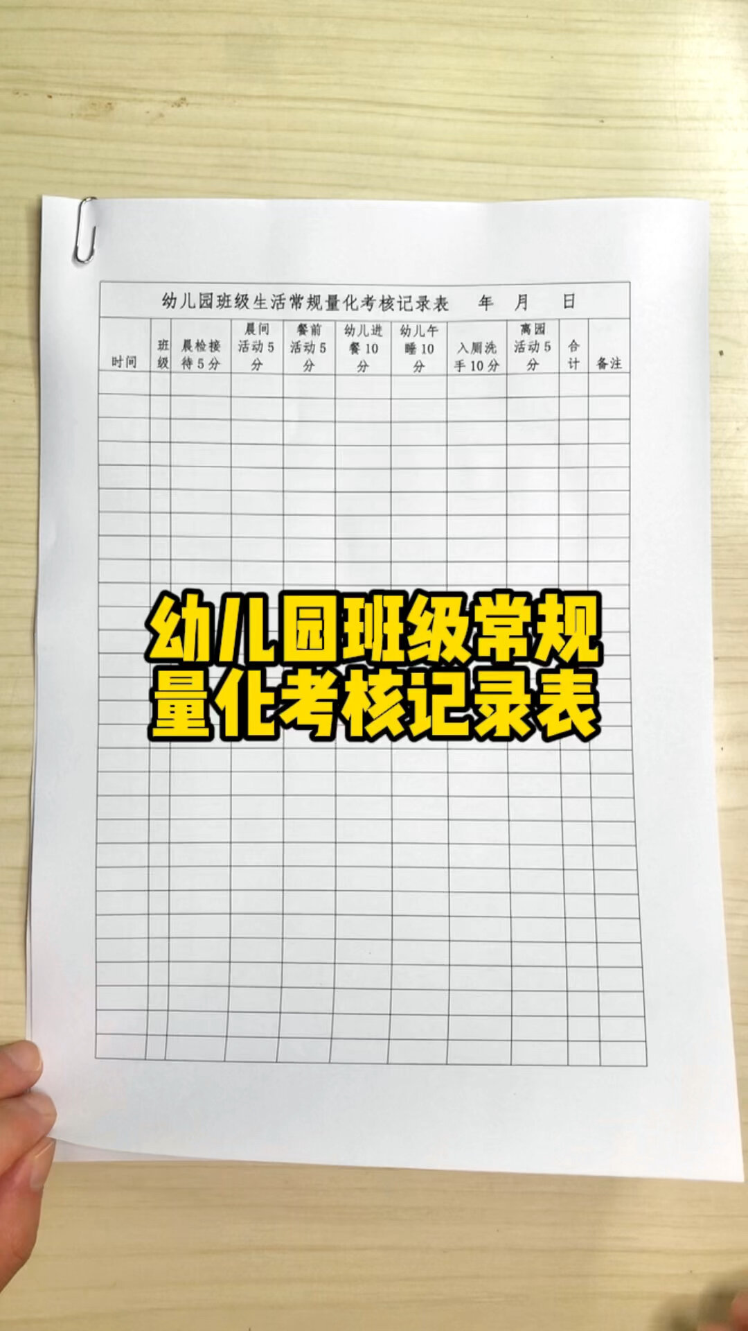 幼儿园班级常规量化考核表