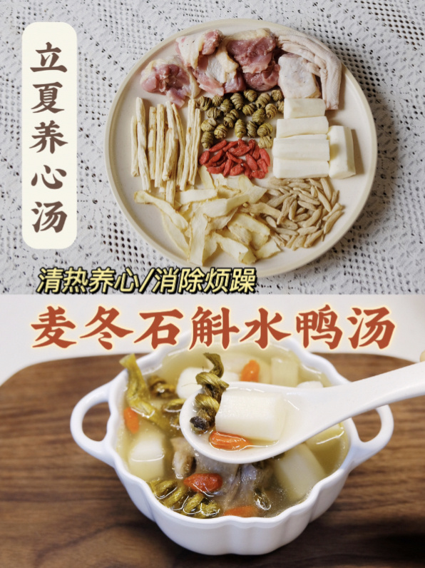 立夏养心汤|麦冬石斛水鸭汤|清热养心除烦躁