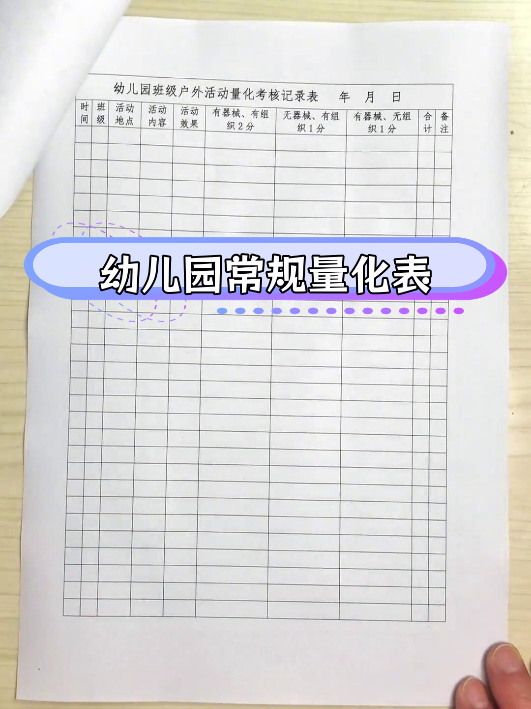 幼儿园班级常规考核表分享