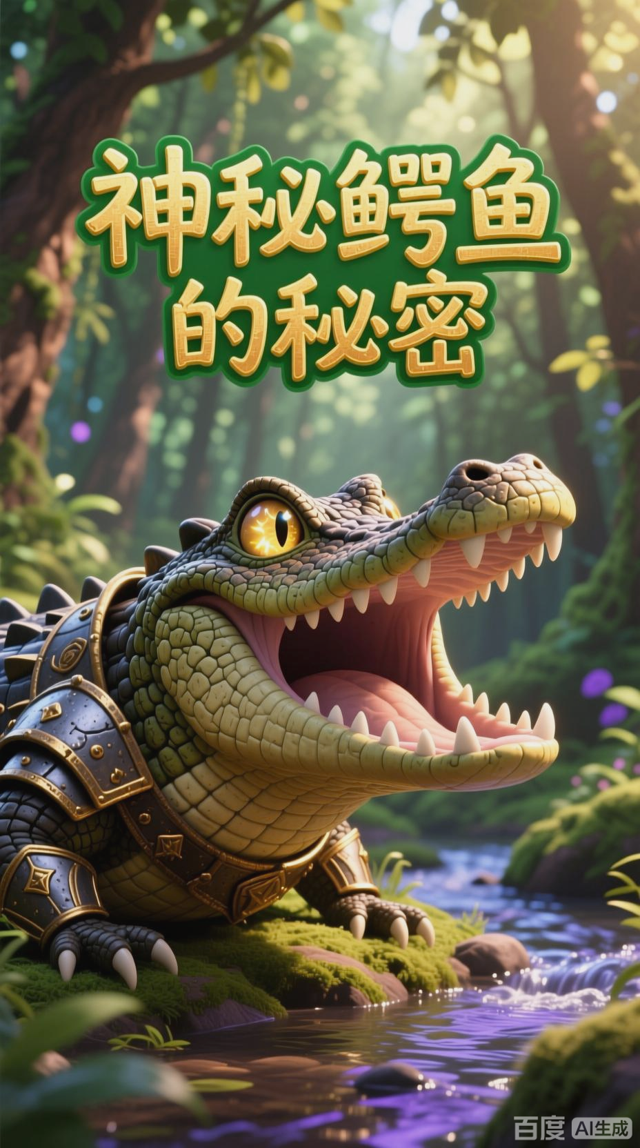 神秘鳄鱼的3D卡通冒险