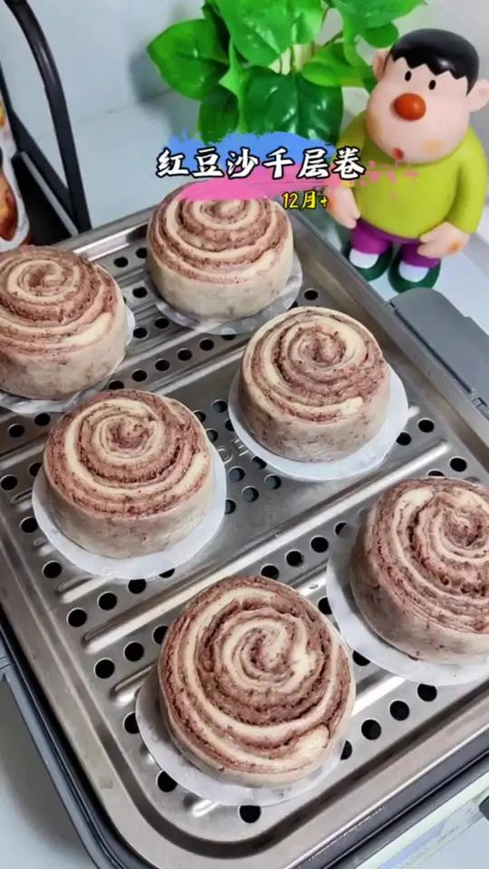 红豆沙千层卷,从煮红豆沙开始,保姆级教程来了!#红豆沙千层卷 #儿童美食 #美食教程 #花