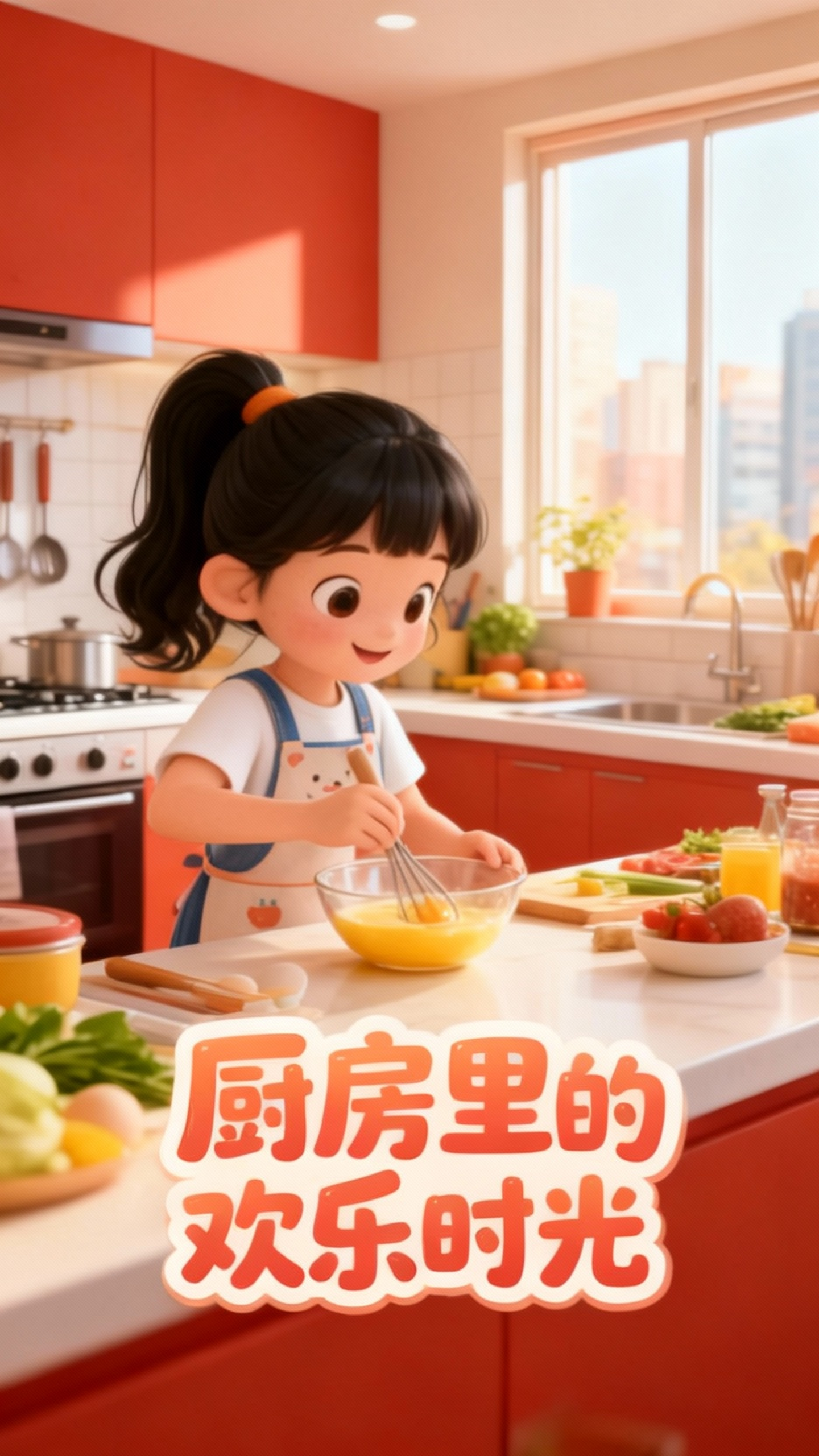 萌鸭与女孩的厨房欢乐时光