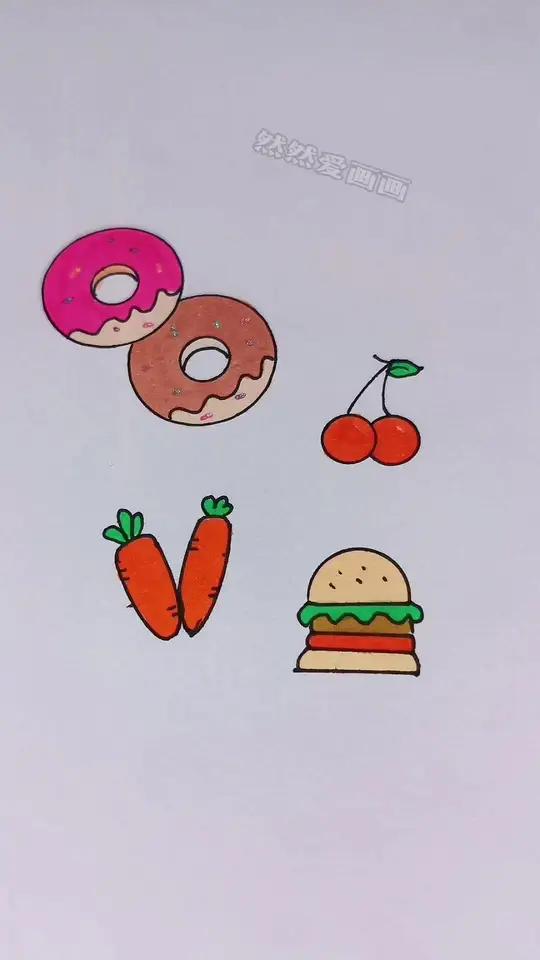 用多功能尺还能画好吃的甜甜圈,你学会了吗?儿童简笔画 多功能尺画画