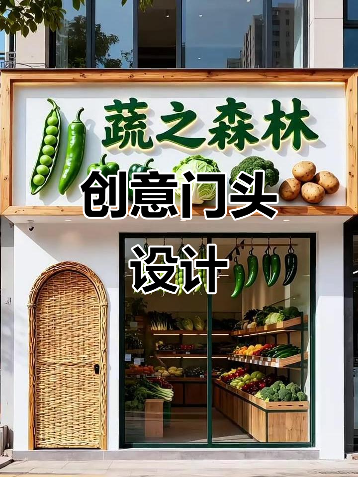 告别传统灯箱，蔬菜装置与原木框让菜店更具吸引力！