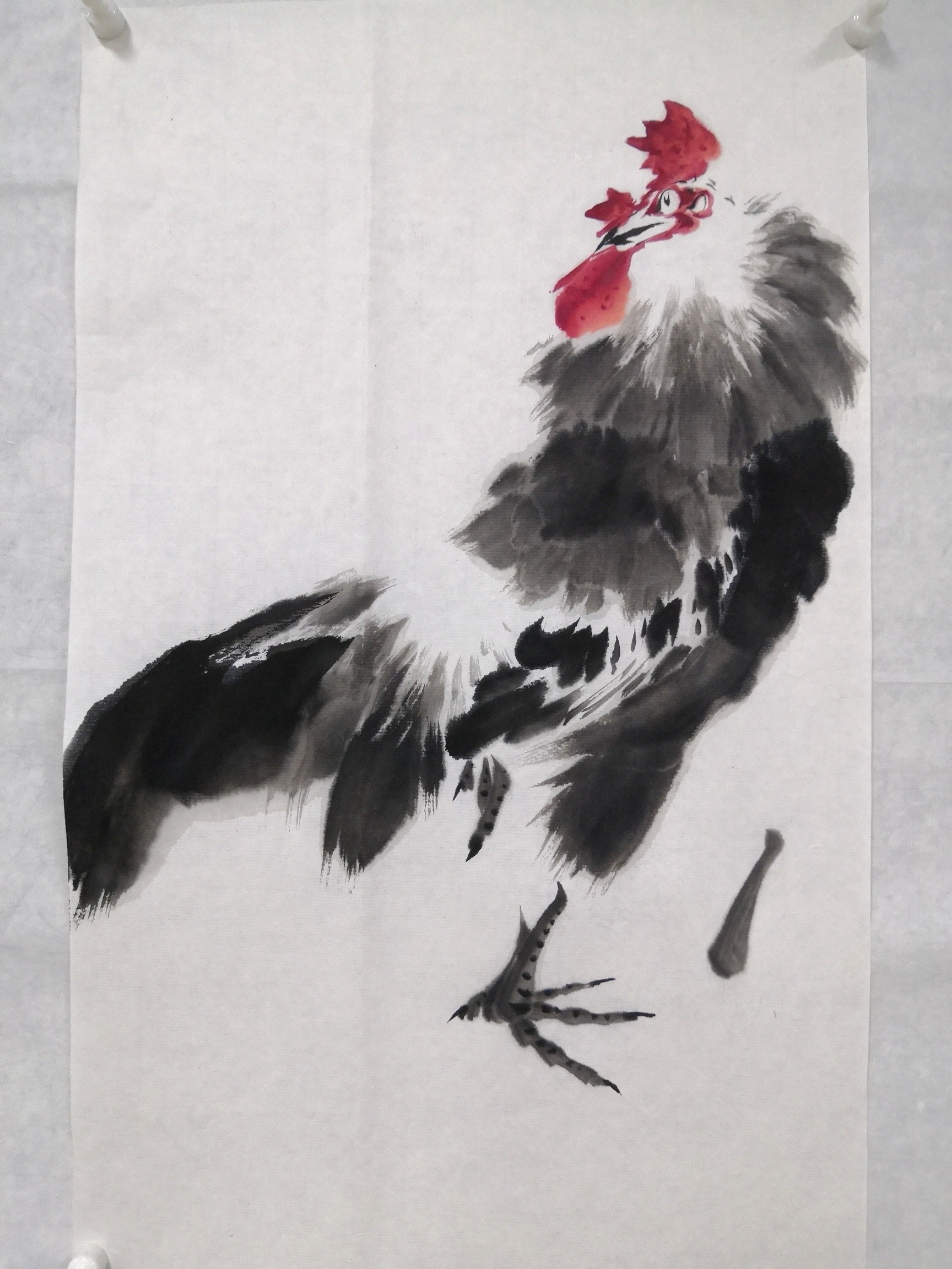 写意画公鸡的画法示范