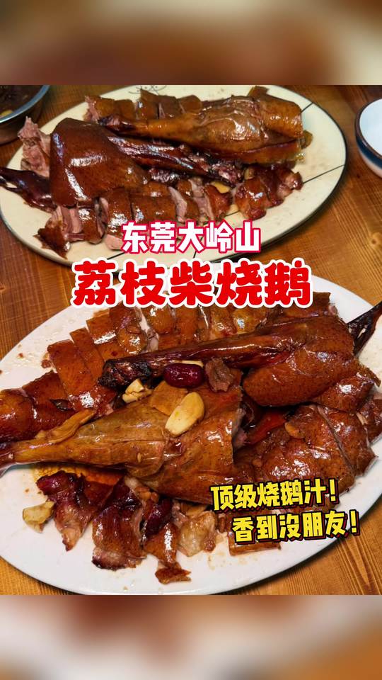 东莞大岭山荔枝柴烧鹅，吃到了人生烧鹅汁太下饭了