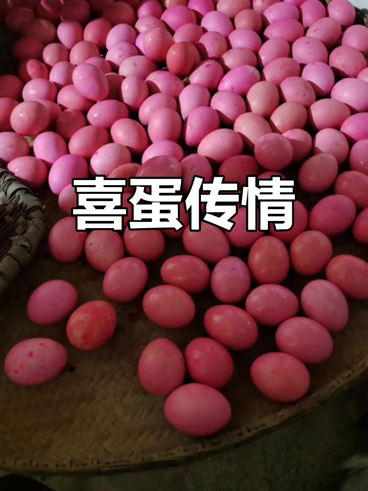 红鸡蛋传递喜庆,寓意家族兴旺,未来充满希望与欢乐