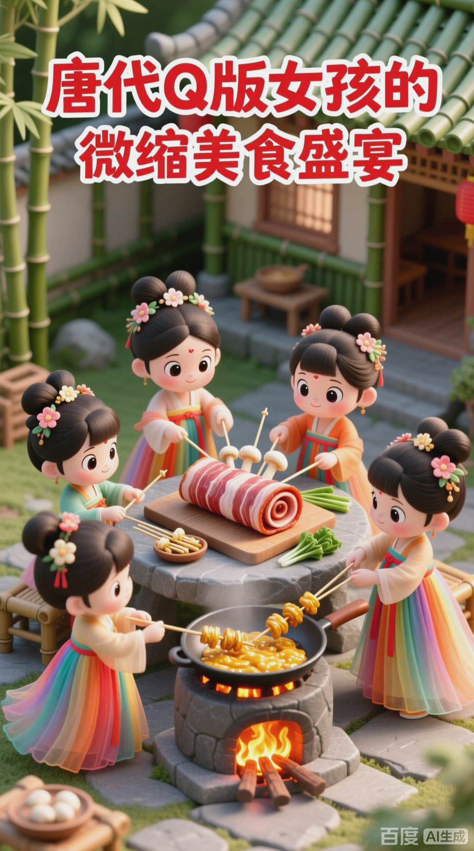 唐代Q版女孩的微缩美食盛宴