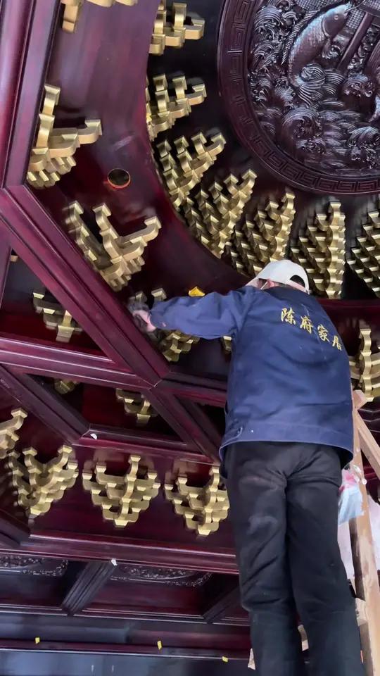 鱼跃龙门,万象归心!一个吊顶能花多少?#中式 #豪华装修 #吊顶设计