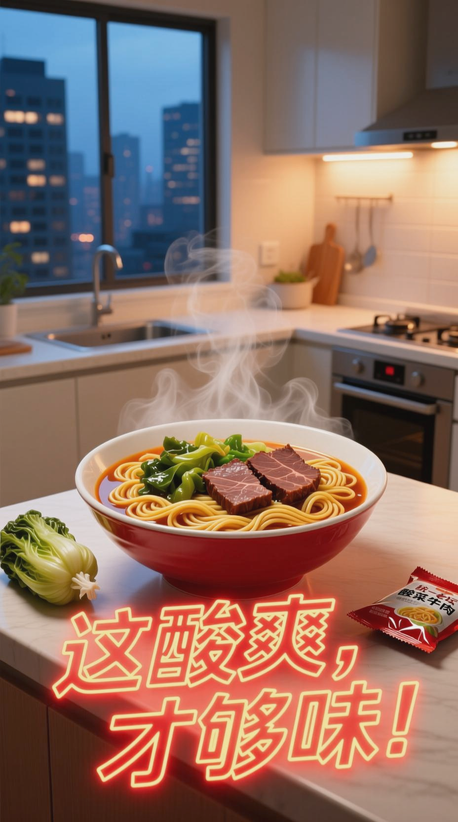 统一老坛酸菜牛肉面，酸爽够味