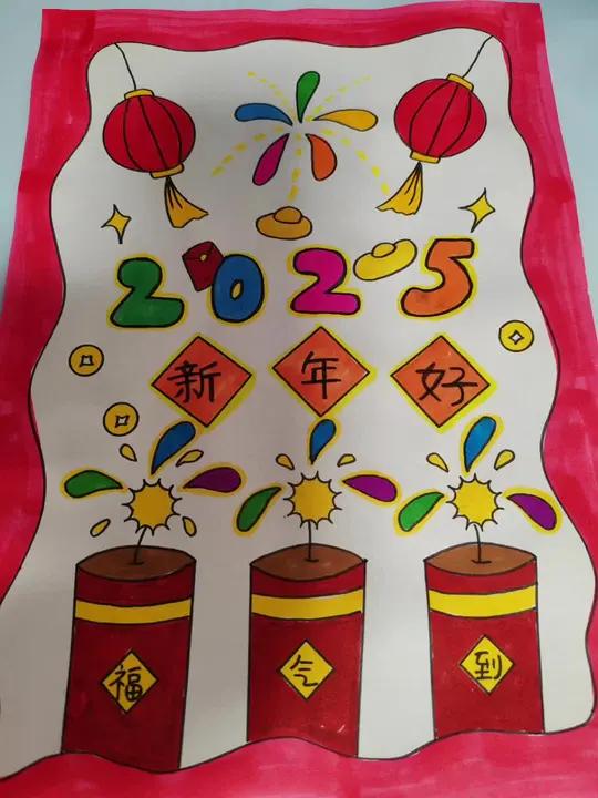 新年主题儿童画,简单好看的新年简笔画,有线稿原图可打印