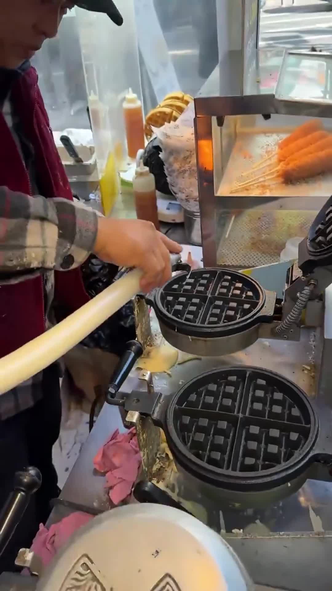 韩国奶油华夫饼,超火街头小吃!