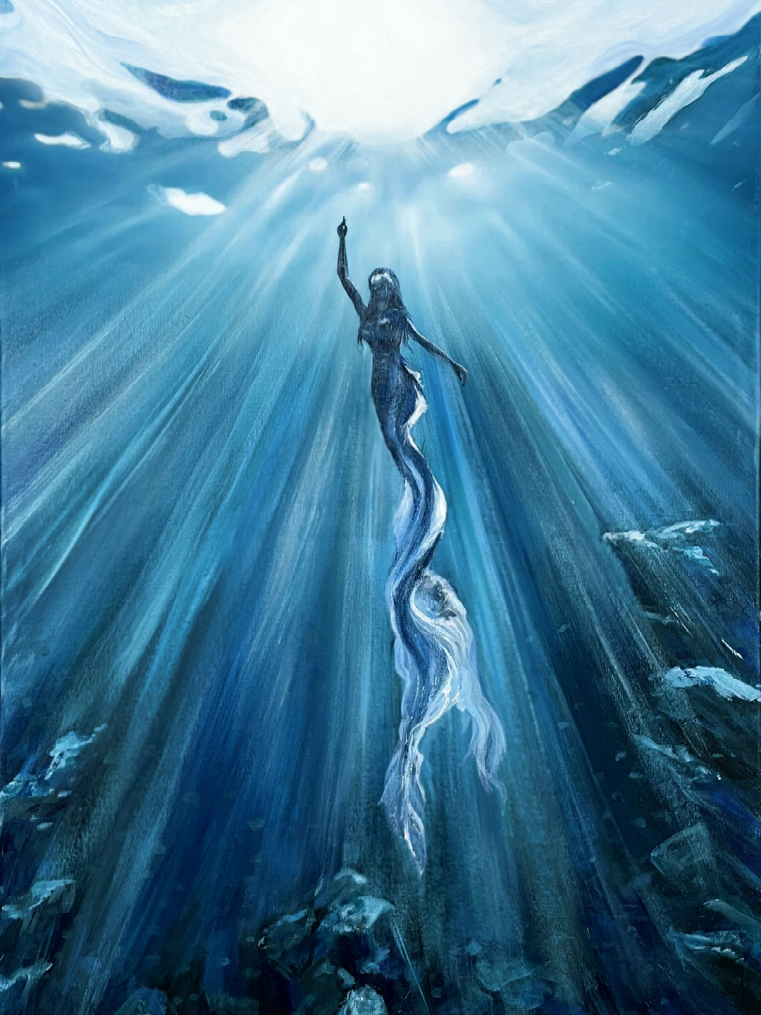丙烯画|教你画海底美人鱼♀♀♀