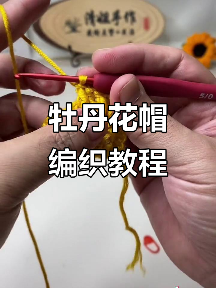 钩针编织牡丹花帽子教程,轻松学会内钩长针技巧