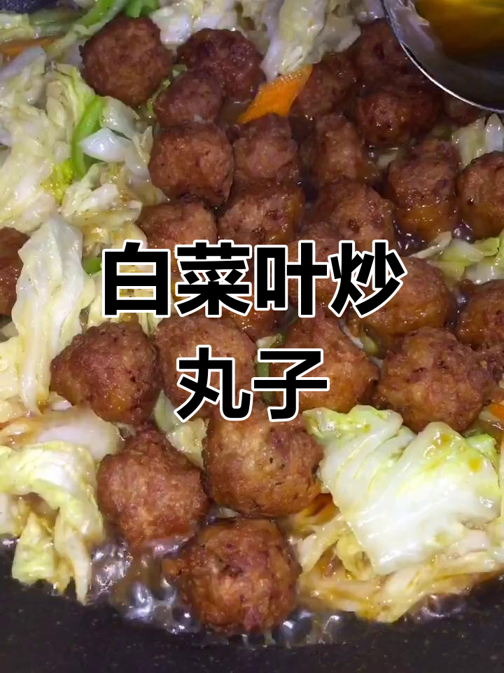 白菜叶烩丸子,简单又美味,做法超详细