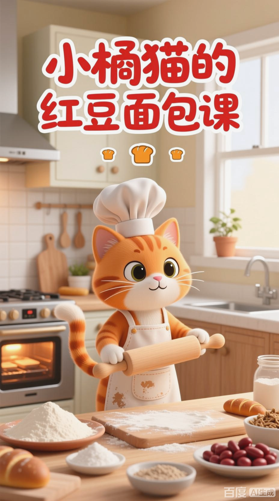 小橘猫烘焙课堂:红豆面包制作