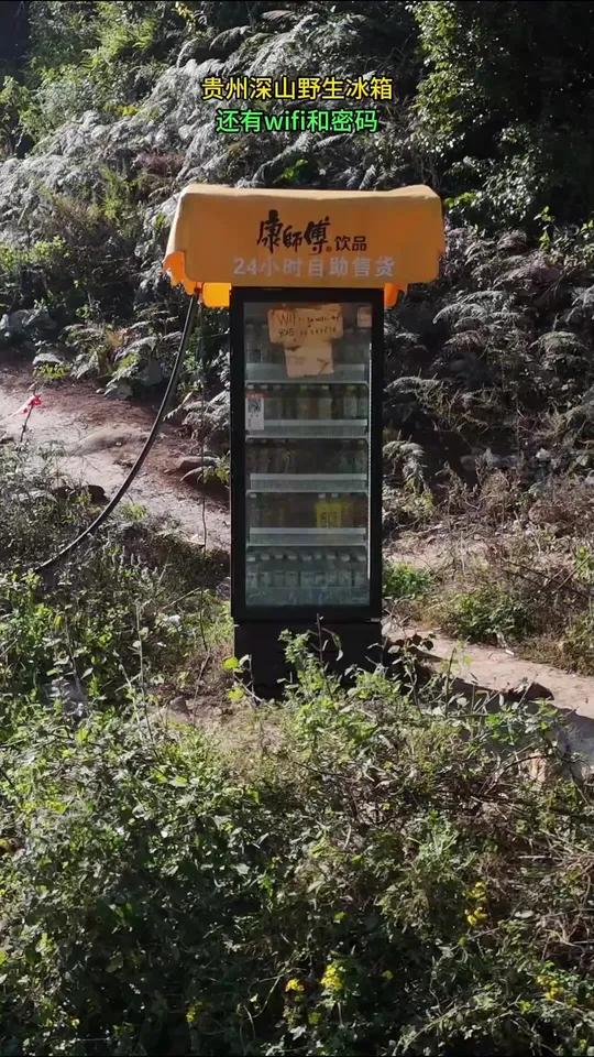 在贵州深山发现野生冰箱贩卖机,为了防止路上手机没有信号,还特意写下了wifi和密码,难道野